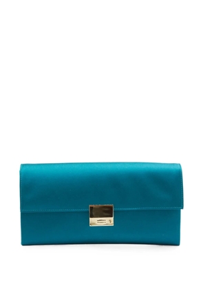 TOM FORD satin-finish logo-plaque clutch bag - Blue