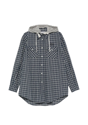 Miu Miu check-pattern hooded shirt - Blue