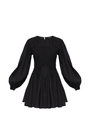 AllSaints Chia Smocked puff-sleeve cotton mini dress - Black