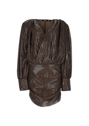 ROTATE BIRGER CHRISTENSEN sequin-embellished ruched mini dress - Brown