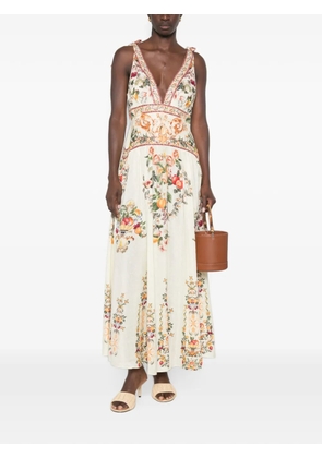 Camilla fruit-print tie-strap maxi dress - Neutrals