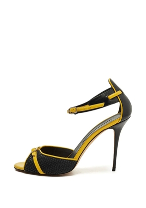 Manolo Blahnik woven ankle-strap sandals - Black