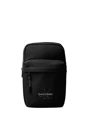 Calvin Klein logo-embroidered messenger bag - Black