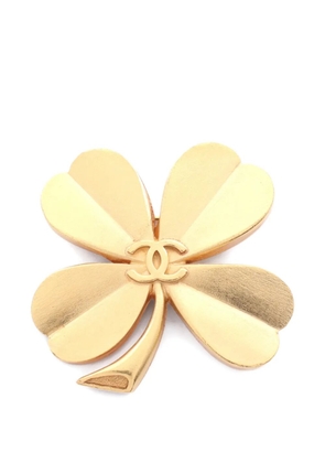 CHANEL Pre-Owned 1986-1988 Coco Mark clover brooch - Gold