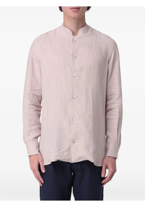 Eleventy band-collar linen shirt - Pink