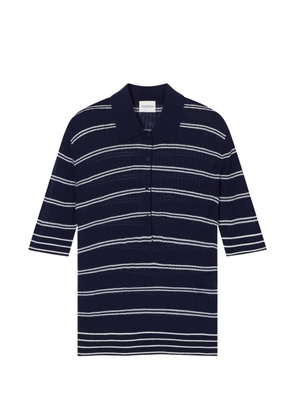 Closed striped short-sleeve polo top - Blue
