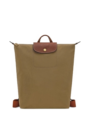 Longchamp Lona leather-trim backpack - Green