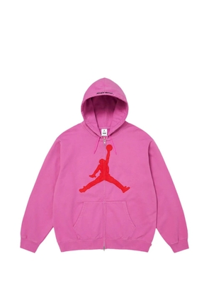 Supreme x Jordan logo-patch zip-up hoodie - Pink