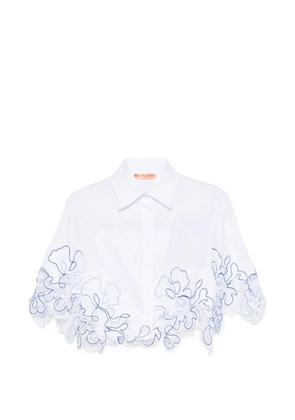 Ermanno Scervino lace-trim cropped shirt - White
