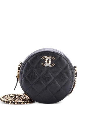 CHANEL Pre-Owned Coco Candy Round with Chain Quilted Caviar clutch bag - Black
