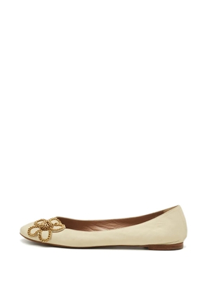 Chloé Pre-Owned Laurena scalloped leather ballet flats - Neutrals