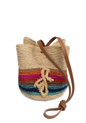 Ruslan Baginskiy striped straw pouch bag - Neutrals