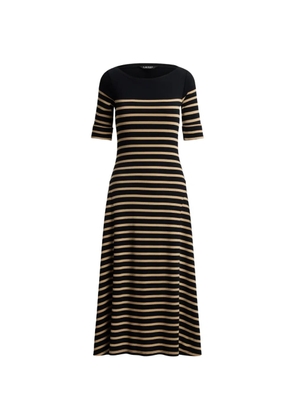 Lauren Ralph Lauren Breton-stripe ribbed midi dress - Black