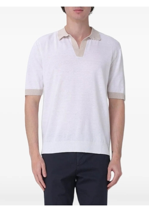 Eleventy contrast-collar knitted polo shirt - White