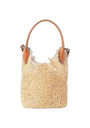 Ermanno Scervino floral-embroidered mesh tote bag - Neutrals