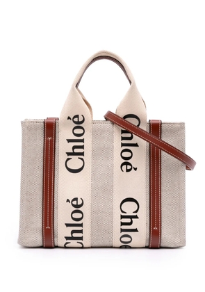 Chloé Pre-Owned 2022 Small Canvas Woody Tote satchel - Neutrals