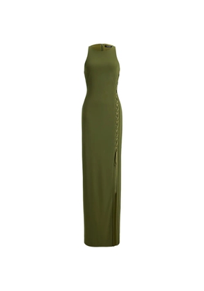 Lauren Ralph Lauren lace-up jersey maxi dres - Green