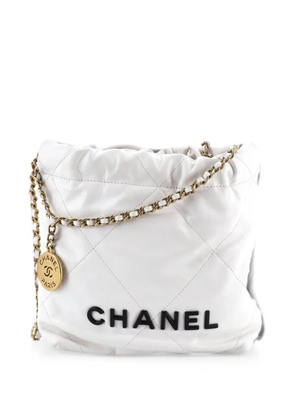 CHANEL Pre-Owned 22 Chain Hobo Quilted Calfskin Mini crossbody bag - White