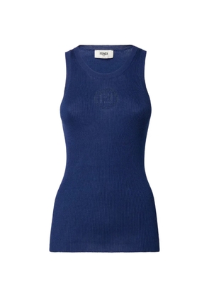 FENDI ribbed-knit FF-motif top - Blue