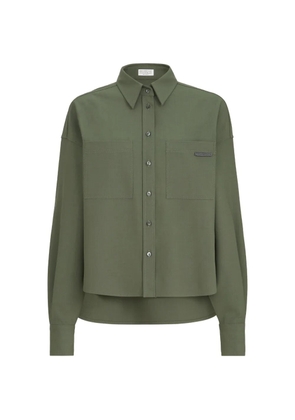 Brunello Cucinelli Tropical luxury wool shirt with shiny tab - Green