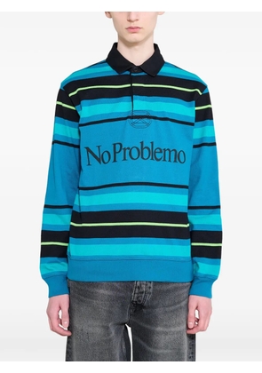 NO PROBLEMO striped long-sleeve polo shirt - Blue