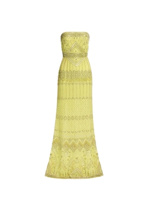 Elie Saab bead-embroidered strapless evening dress - Green