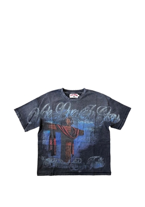 Vale washed-effect graphic-print T-shirt - Black