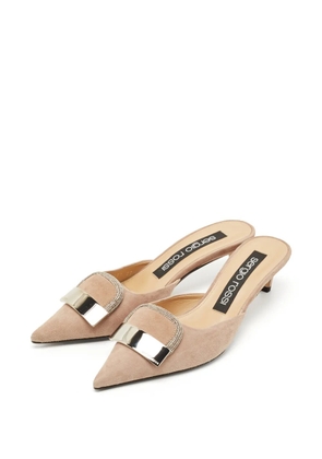 Sergio Rossi crystal-embellished pointed-toe mules - Neutrals