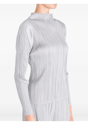 Pleats Please Issey Miyake pleated long-sleeve top - Grey
