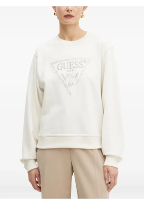 GUESS USA logo-print sequin-embellished sweater - White
