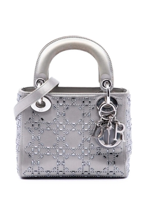 Christian Dior Pre-Owned 2017 Mini Satin Cannage Crystal Embellished Lady Dior satchel - Grey