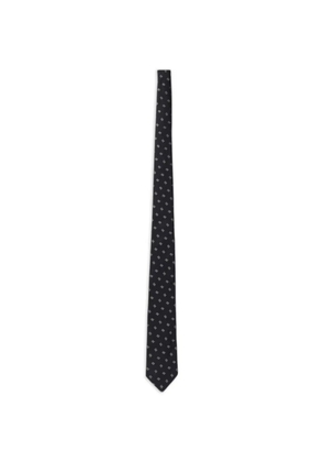 Emporio Armani logo-jacquard silk tie - Blue