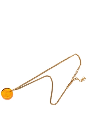 CHANEL Pre-Owned 1998 CC Gold Plated Resin Camellia Round Pendant Necklace costume necklace