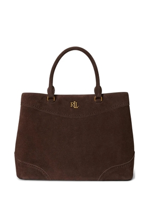 Lauren Ralph Lauren large Marcy perforated suede satchel bag - Brown