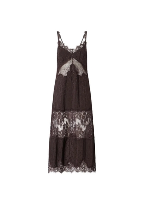 PINKO midi slip dress with lace bands - Brown