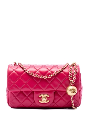 CHANEL Pre-Owned 2020 Mini Rectangular Classic Lambskin Pearl Crush Single Flap crossbody bag - Pink