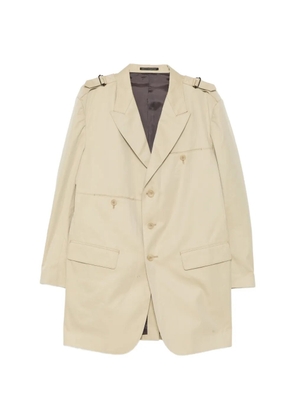 Yohji Yamamoto buckle-detail peaked-lapel blazer - Neutrals