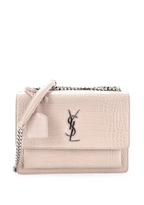 Saint Laurent Pre-Owned Sunset Crocodile Embossed Leather Medium crossbody bag - Neutrals