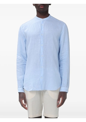 BROOKSFIELD band-collar linen shirt - Blue