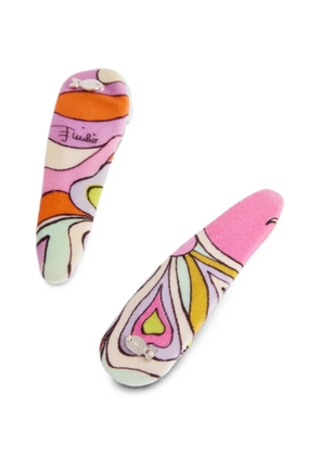 PUCCI Orchidee-print hair clip set - Pink