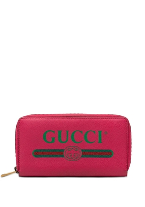 Gucci Pre-Owned 2000-2015 Grained Calfskin Web Logo Zip Around Wallet long wallets - Pink