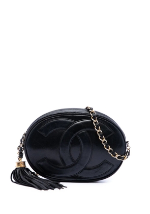 CHANEL Pre-Owned 1989-1991 CC Lambskin Tassel Oval Camera Bag crossbody bag - Black