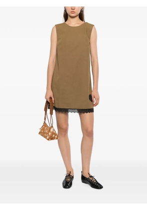 GANNI lace-trimmed sleeveless dress - Brown