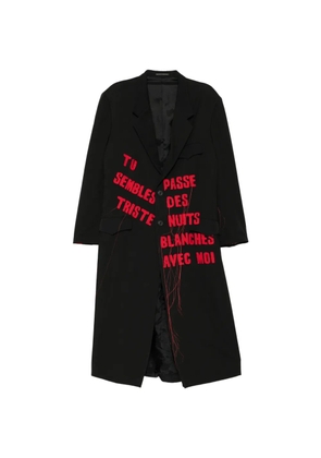 Yohji Yamamoto slogan-print single-breasted coat - Black