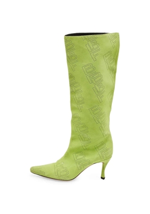 BY FAR Stevie perforated knee-length boots - Green