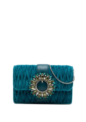 Miu Miu Pre-Owned 2010-2026 Matelasse Velvet Crystal Embellished crossbody bag - Blue