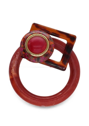 Vintage geometric tortoiseshell-effect brooch - Red