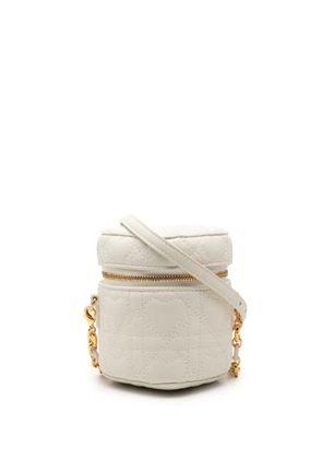 Christian Dior Pre-Owned 2024 DiorAmour Micro Lambskin Cannage Heart Vanity Case with Chain crossbody bag - White