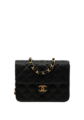 CHANEL Pre-Owned 1989-1991 Mini Square Classic Satin Single Flap crossbody bag - Black