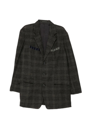 Yohji Yamamoto check-pattern box-pocket blazer - Brown